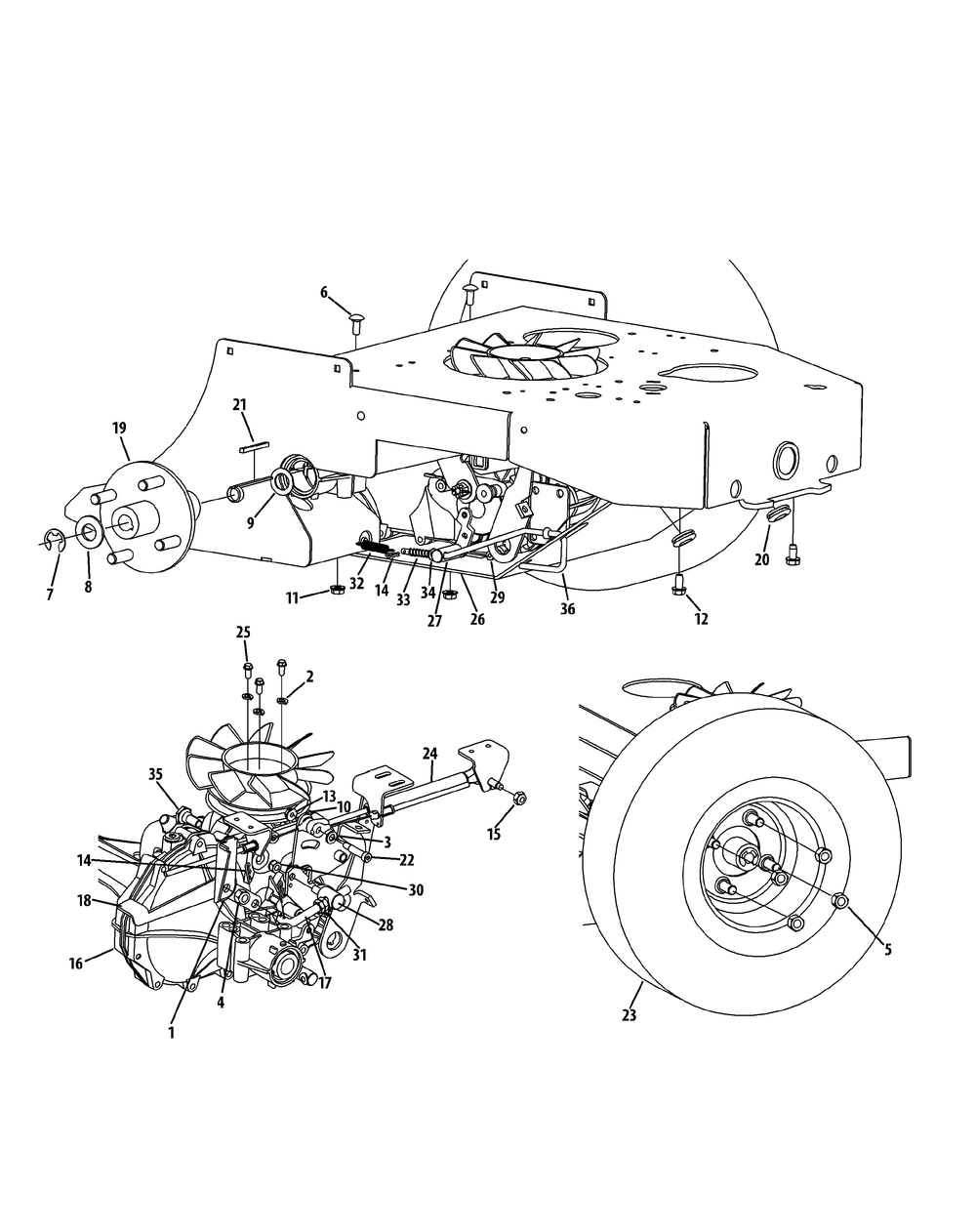 Drive Assembly Diagram and Parts List for 56A443TH (750-XP)(2011) Cub Cadet Lawn Mower